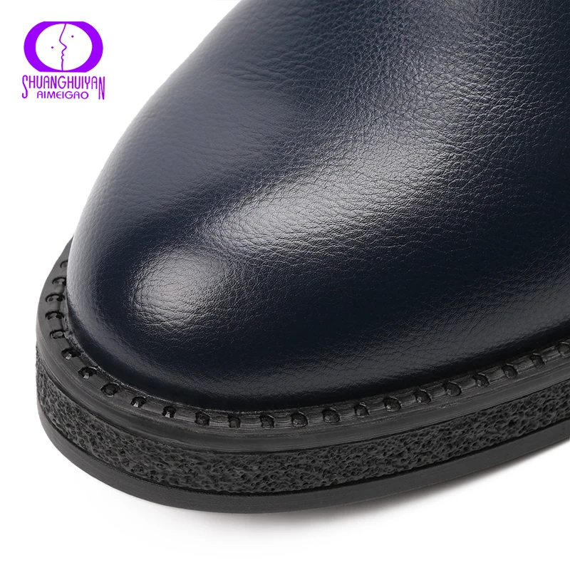 AIMEIGAO New Autumn Women Ankle Boots Platform Flats Women Lace Up Casual Boots Fashion Soft Leather Big Size Boots For Women Women's Shoes