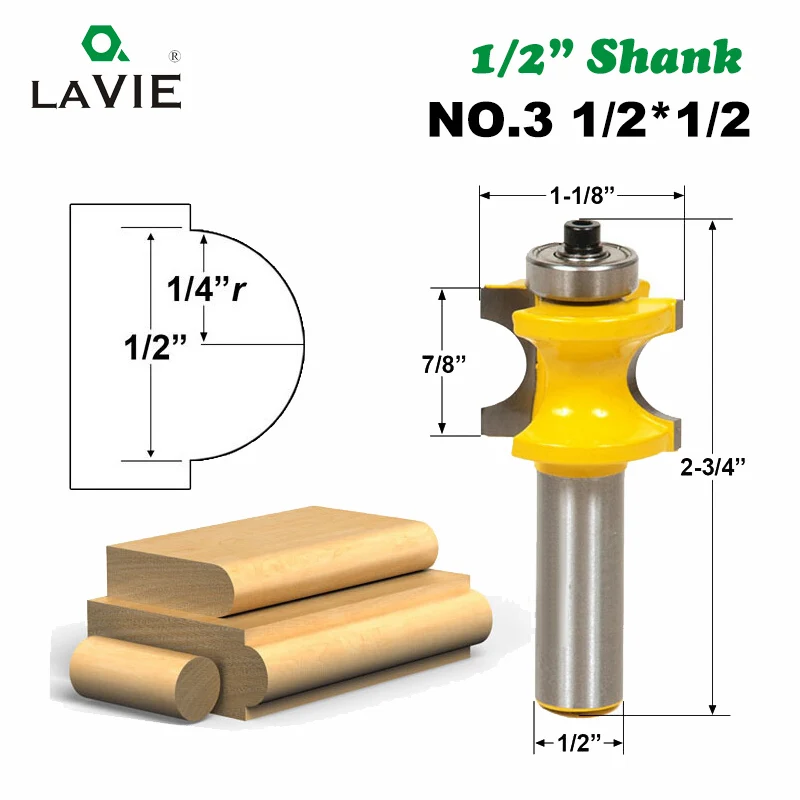 LAVIE 5 шт. 12 мм 1/2 хвостовик Bullnose полукруглое долото с подшипником Концевая фреза для деревообработки инструмент фреза MC03009