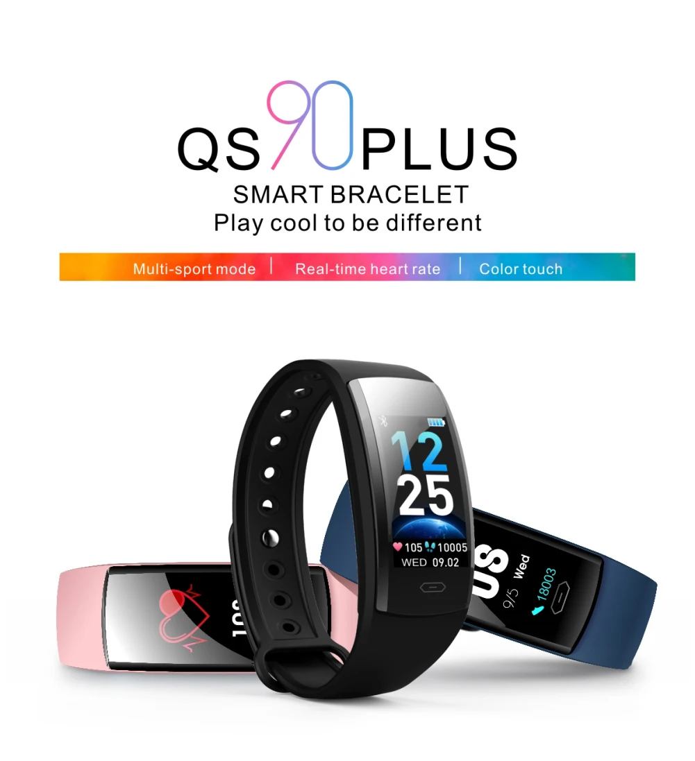 QS90 Plus Blood Pressure Smart Bracelet Heart Rate Monitor Blood Oxygen Monitor IP67 Fitness Tracker for Andriod IOS VS QS80