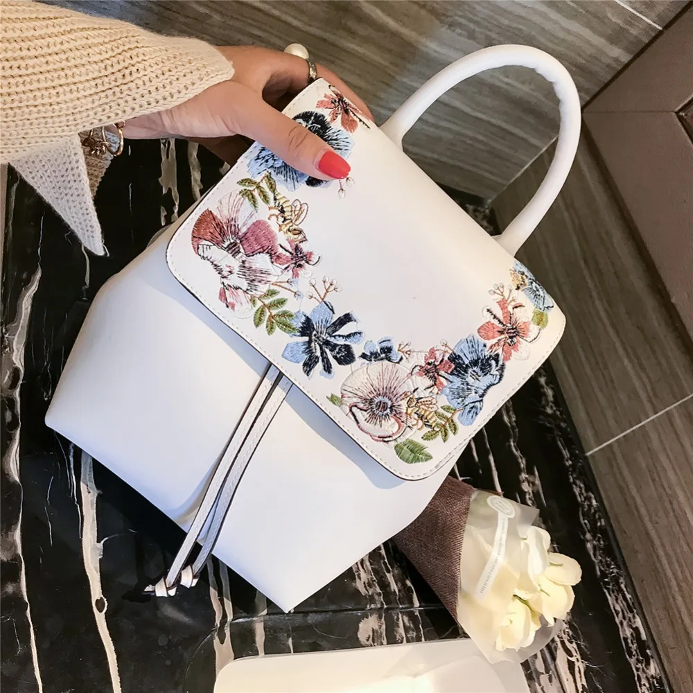 Для женщин Мини вышивка цветок Backpckpack Модельер из искусственной кожи рюкзаки для