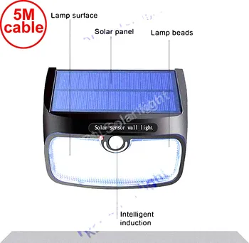 

split mounting 48 LED 900lm Solar Light PIR +motion+radar led Microwave Radar Motion street light for g 5M cable wall ou