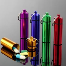 Hot 1 Pc Neue Hohe Qualität Tragbare Wasserdichte Mini Blau Aluminium Keychain Tablet Lagerung Box