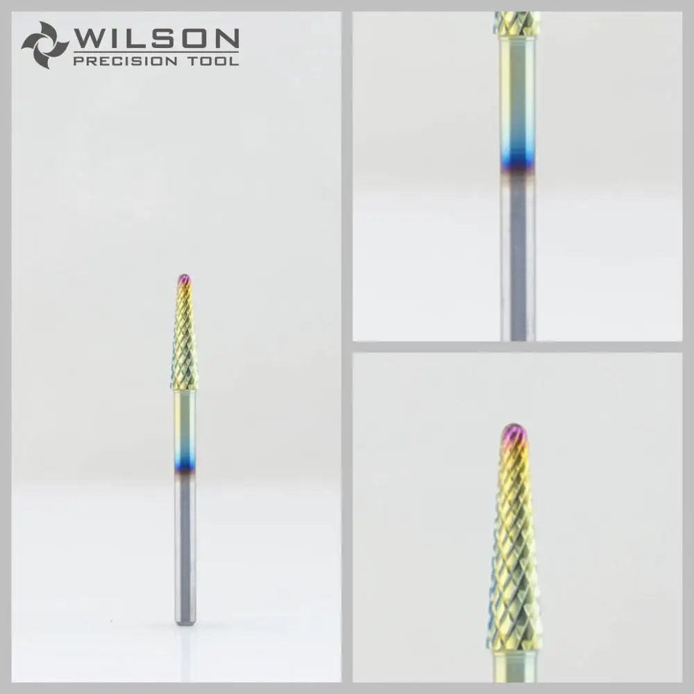 

2pcs - Small Cone Bit - Medium (M-1120107) - Rainbow Coating - WILSON Carbide Nail Drill Bit
