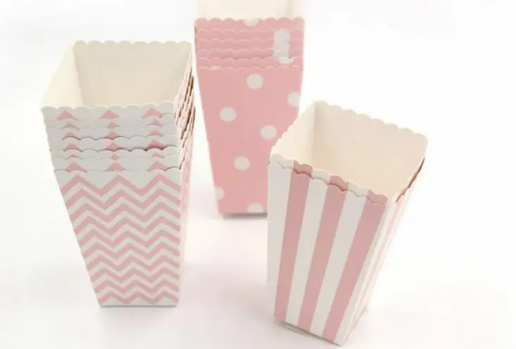 6 шт. Kawaii розово-синяя полоска волна точка бумажные коробки для попкорна мешок день рождения украшения детский душ вечерние принадлежности