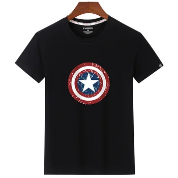 

2019 men's short-sleeved Marvel Shield T-shirt pure cotton new fashion youth sports oversized leisure loose size half-sleeve