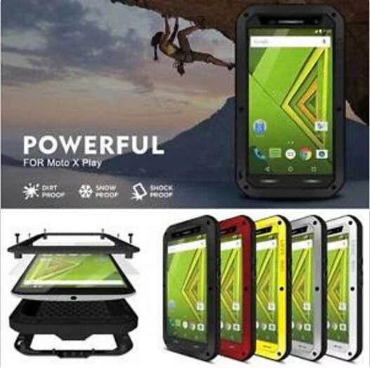 imágenes para Amor mei aluminio del metal case cubierta para motorola moto x play xt1561 armadura a prueba de golpes a prueba de agua potente gorilla glass case imágenes para Amor mei aluminio del metal case cubierta para motorola moto x play xt1561 armadura a prueba de golpes a prueba de agua potente gorilla glass case