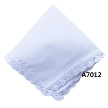 BAIYIXIN дамы 60 S хлопчатобумажные носовые платки женские мягкие однотонные чисто белое кружевное Hankies для свадьбы