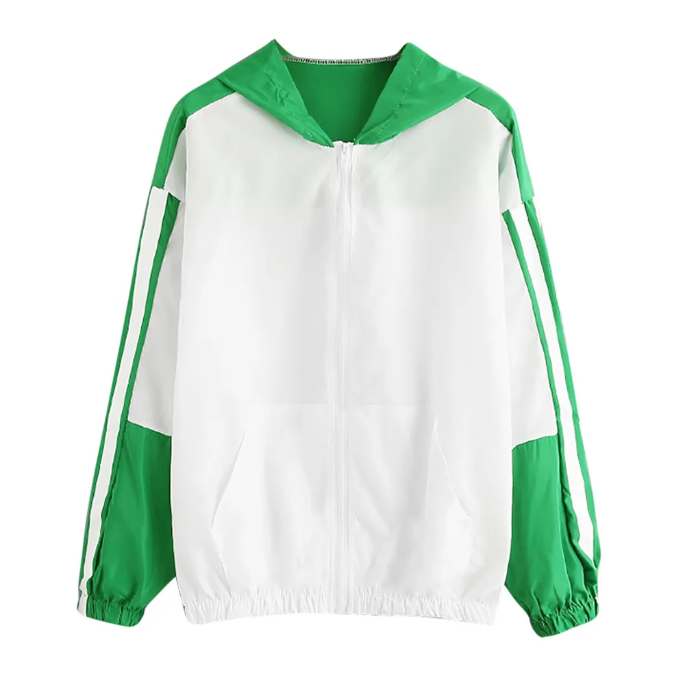 

JAYCOSIN Women Casual Spring Autumn Lightweight Jacket 2019 New Arrival Hooded Contrast Color Zipper up Jackets Outwear HX0728