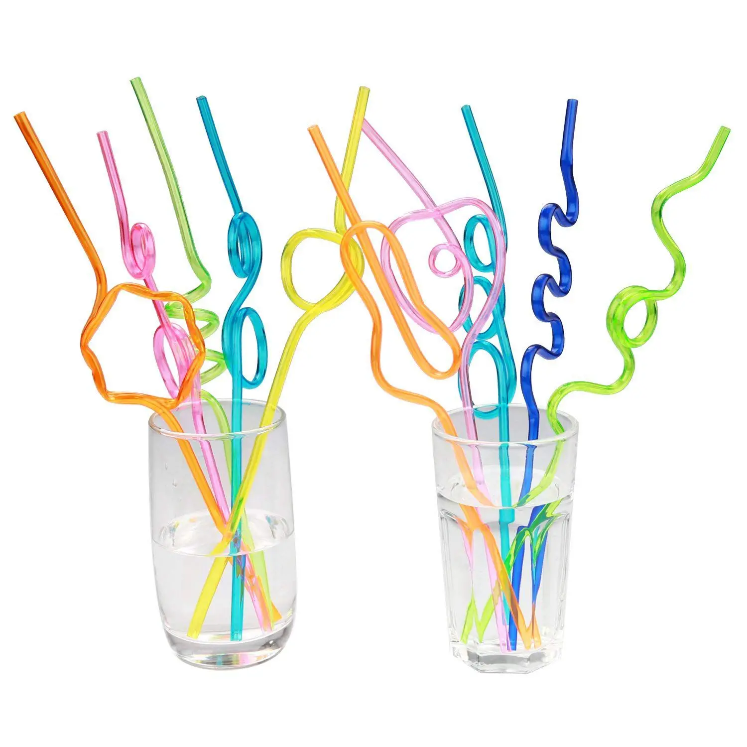 Crazy Loop Straws, (Pack of 50) Crazy Silly Colorful Reusable Drinking