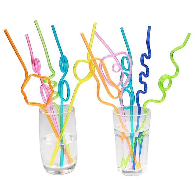 Crazy Loop Straws, (Pack of 50) Crazy Silly Colorful Reusable Drinking