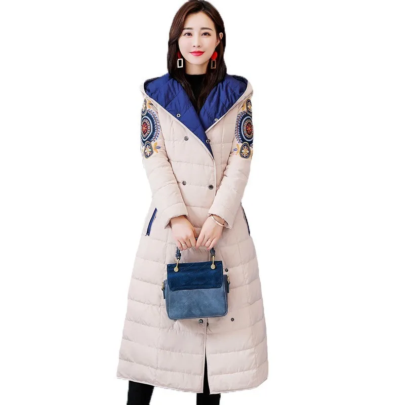 

Long Sleeve Warm Winter Coat Women Down Cotton Parka Elegant Double Breasted Vintage Ukraine 2019 Cotton Padded Clothes J810