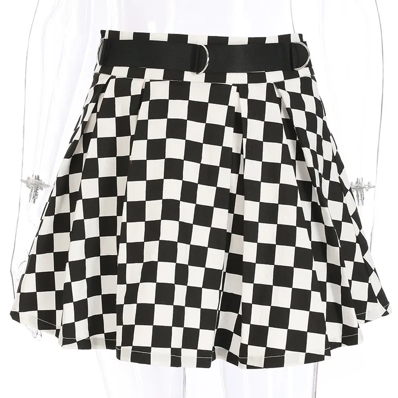 Плиссированная клетчатая Шахматная юбка, Женская клетчатая юбка с высокой талией, Harajuku, для танцев, корейский стиль, Короткие мини-юбки