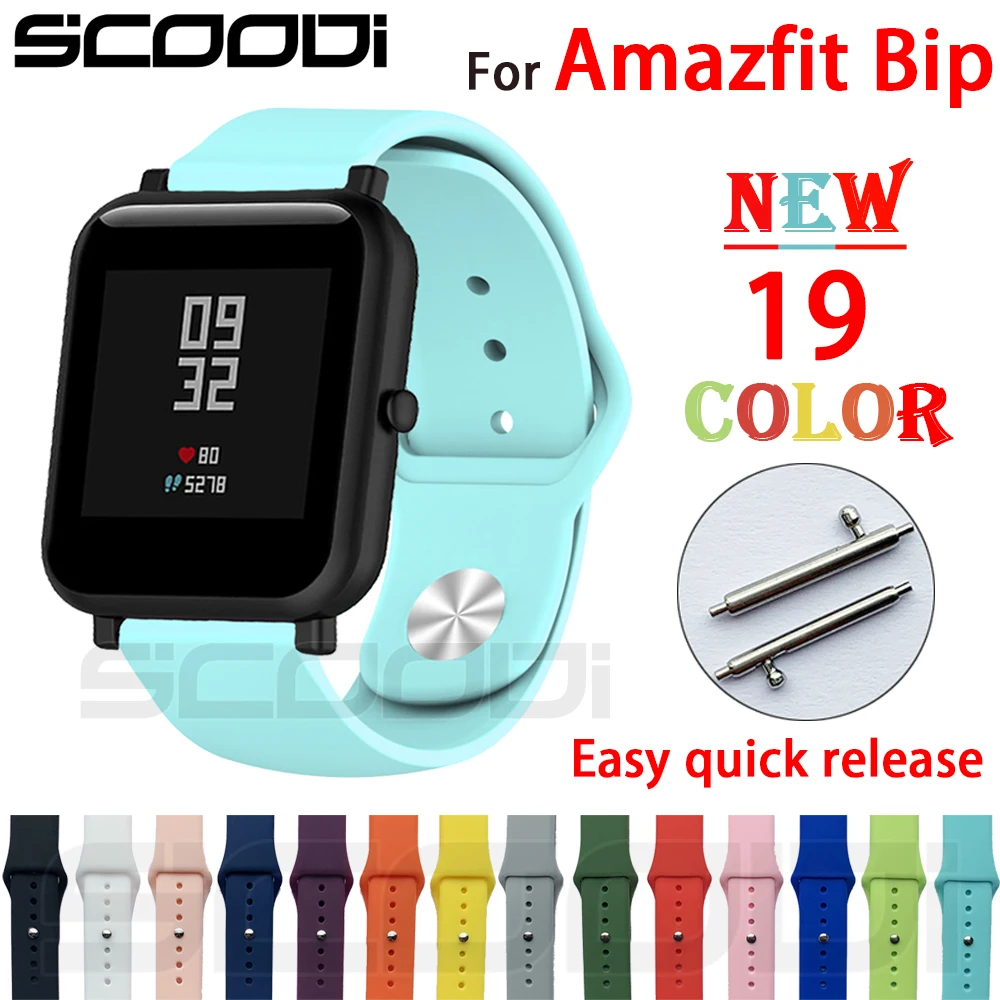 20 мм силиконовый мягкий ремешок для Xiaomi Huami Amazfit Bip BIT Lite Молодежные умные часы носимые наручные браслет Amazfit спортивный ремешок для часов