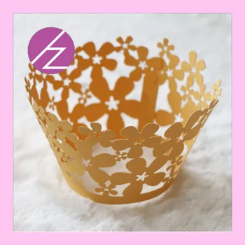 

50pcs/lot wedding gifts for guests laser cut flower cake topper cupcake wrapper DG-71