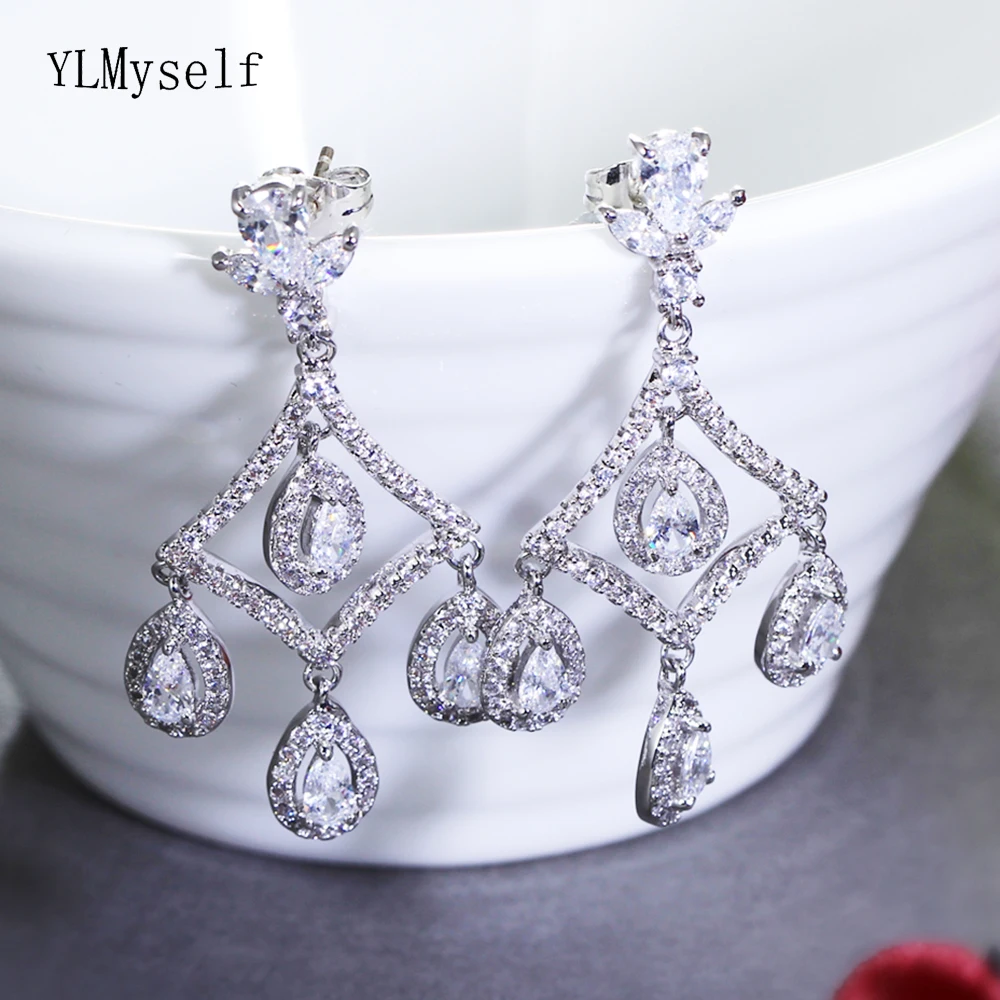 White/Gold color jewelry fast delivery statement jewellery copper elegant drop earrings for women New Water drop earring