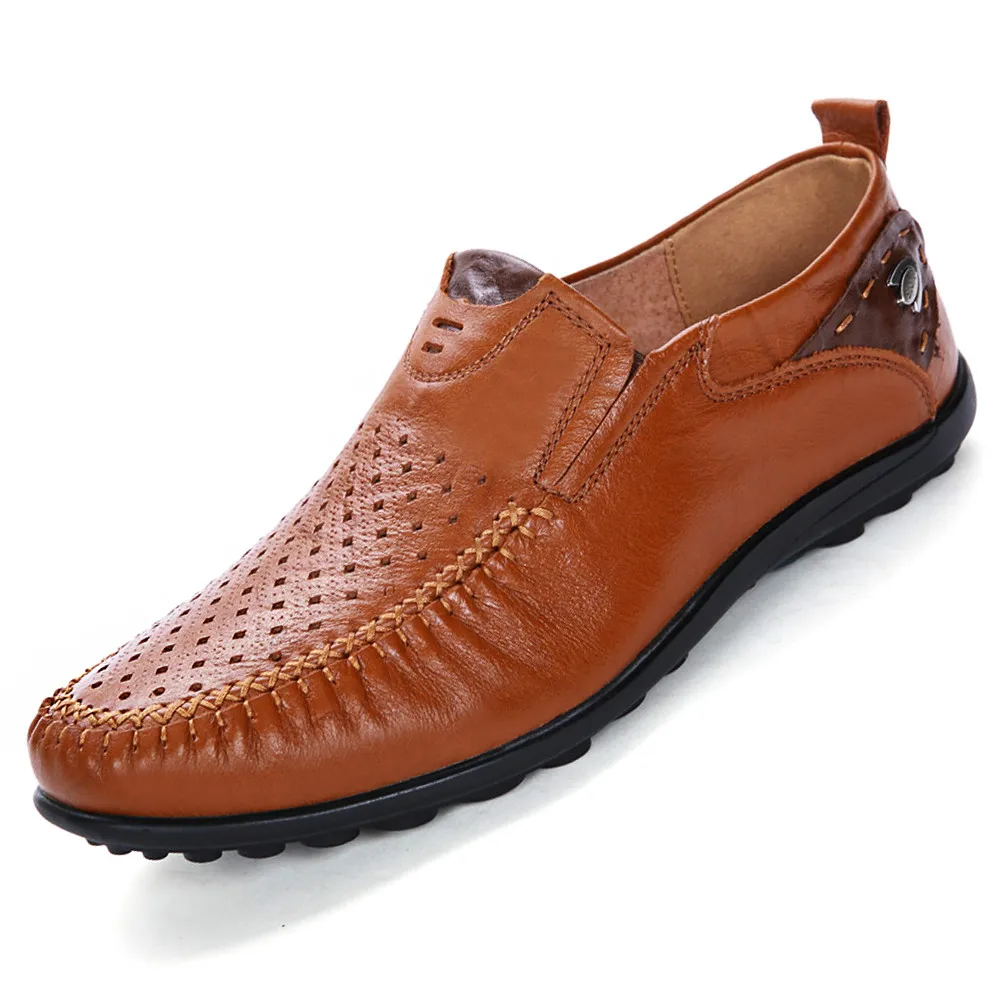 

Luxury Designer Sneakers Men Genuine Leather Shoes Slip On Moccasins Loafers Men Leather Casual Shoes Summer Fashion Big Size 46