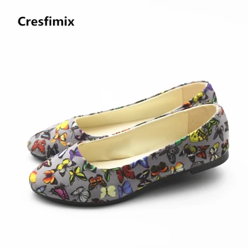 

Cresfimix women casual grey flat shoes zapatos de mujer female leisure street stylish flats lady plus size comfortable shoes
