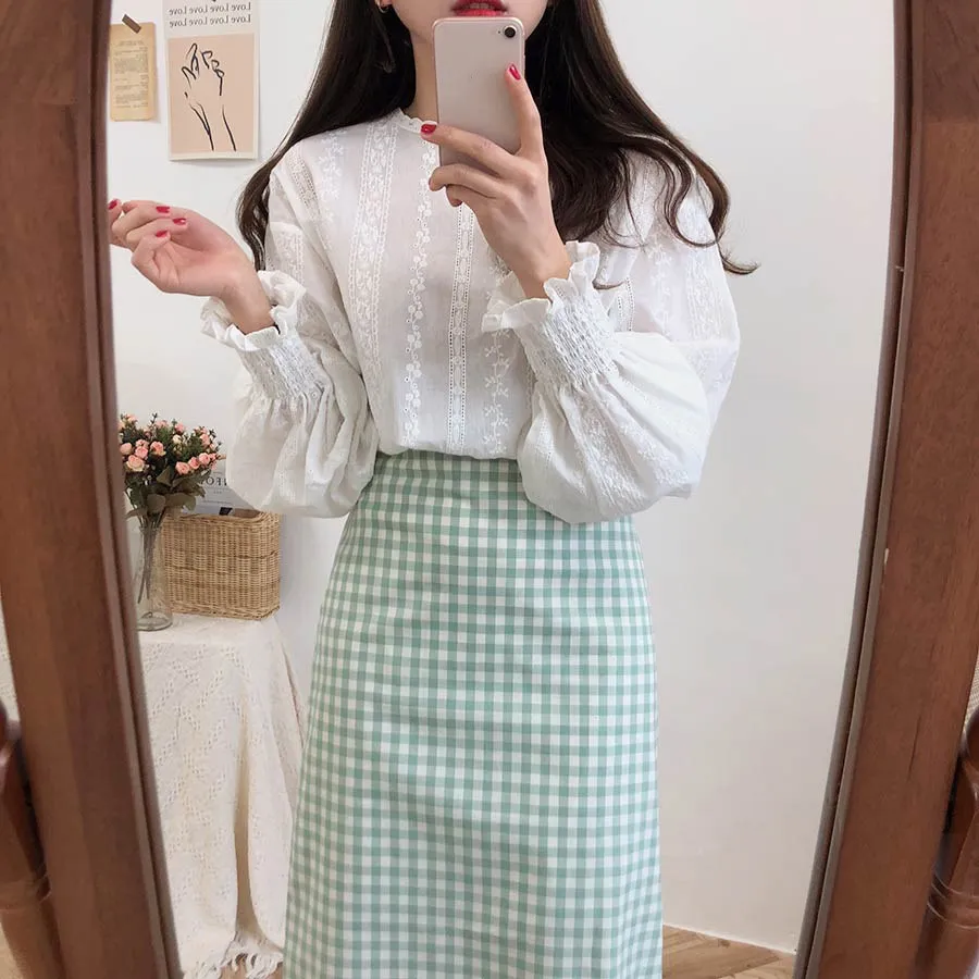 Милые женские винтажные Япония корейский стиль преппи дизайн клетчатая юбка для девочек зеленый черный высокая талия повседневные юбки
