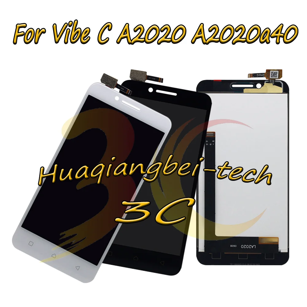 

5.0'' New For Lenovo Vibe C A2020 A2020a40 Full LCD DIsplay + Touch Screen Digitizer Assembly Black / White 100% Tested