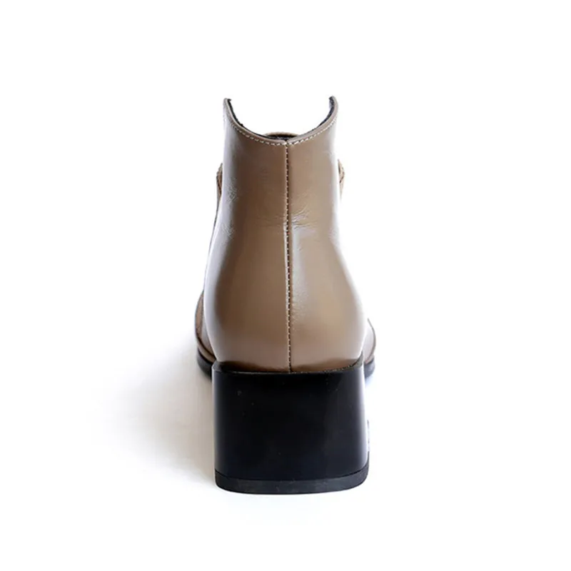 Smirnova Kaki Pour Élégant Pointu Mode Bottes Bout Chaude En Bottines Automne Dames Cuir Femme 2018 Haki Chaussures Véritable Couture htsdQr