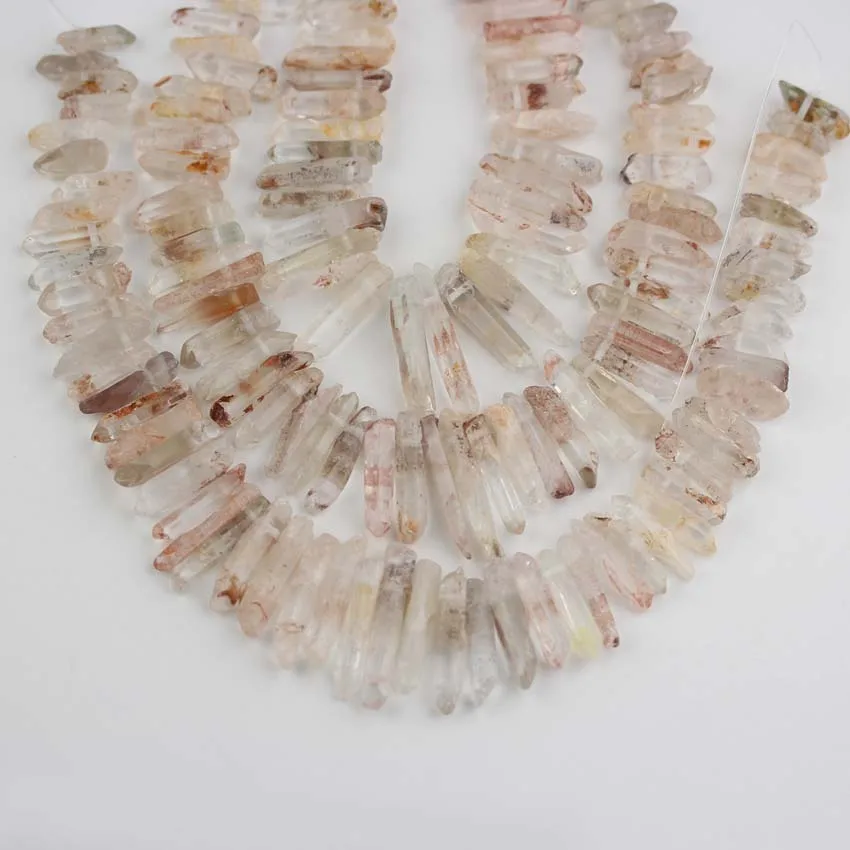 Approx 15.5inches Natural Smooth Crystal Stick Points Beads Jewelry Bulk,drilled Raw Quartz