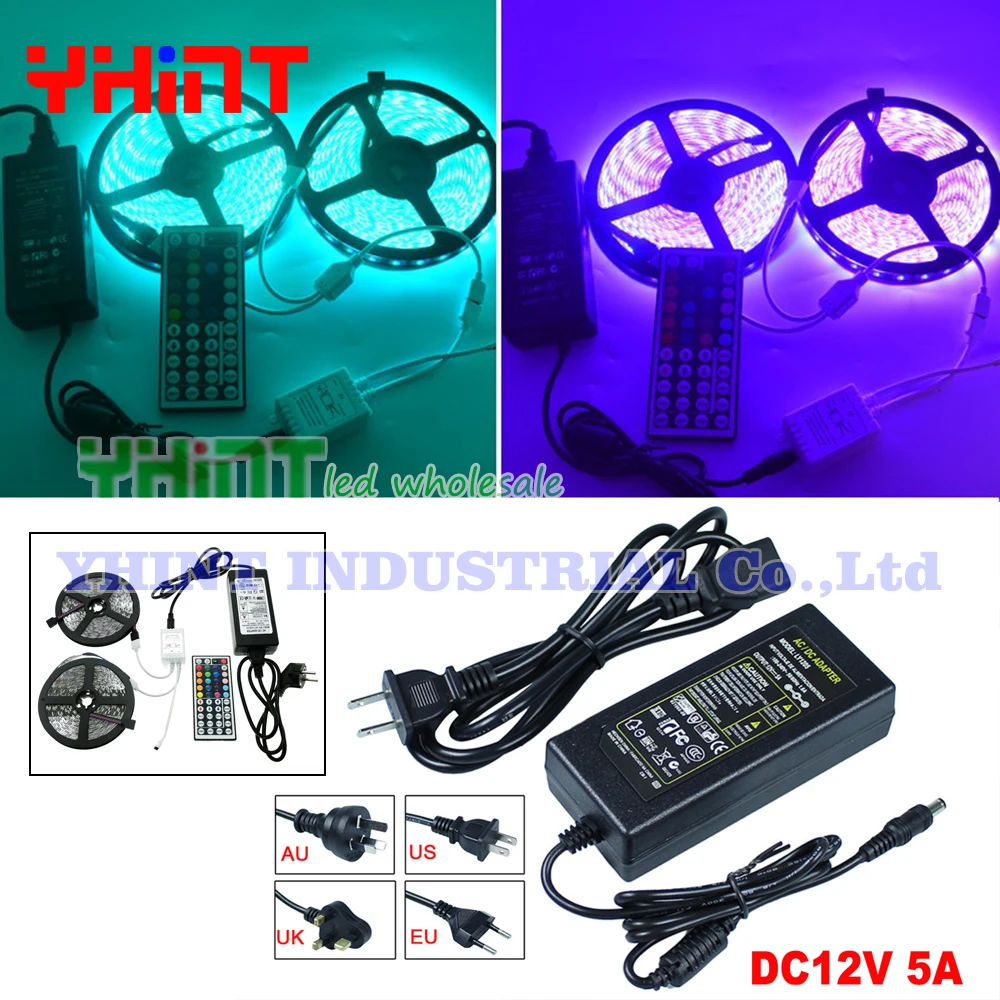 1 компл. 10 м DC12V 5A LED IP65 водонепроницаемый SMD3528 60 LED/M RGB полосы с 24/44key ИК
