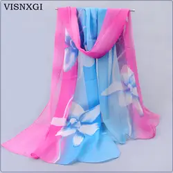 VISNXGI шифоновый шелковый шарф женский модный дизайнерский бренд шарф зимние шали и Женский шифоновый шарф Cachecol Echarpes Foulards Femme