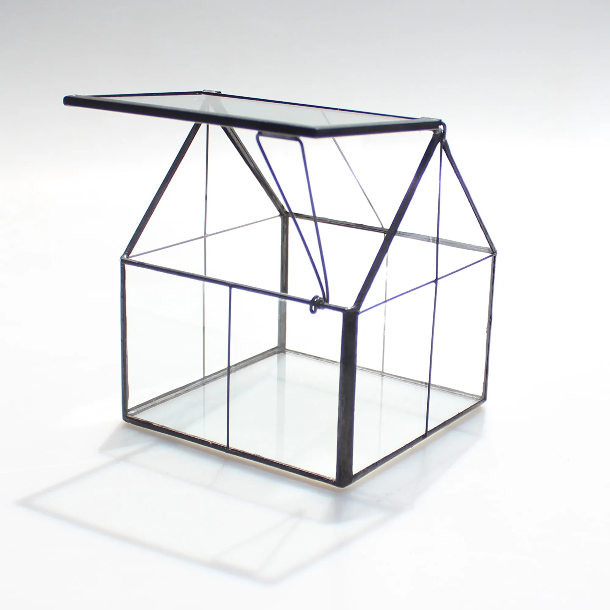 

Classic Black Copper Terrarium Grid Pattern Greenhouse Flower Succulent Plant Box Small Glass Vase Home Decoration Accessories