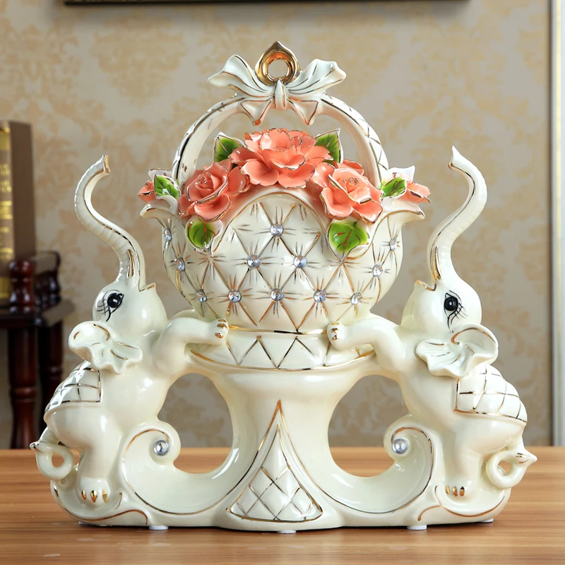Adornos de estatuilla de elefante de porcelana decoración creativa para