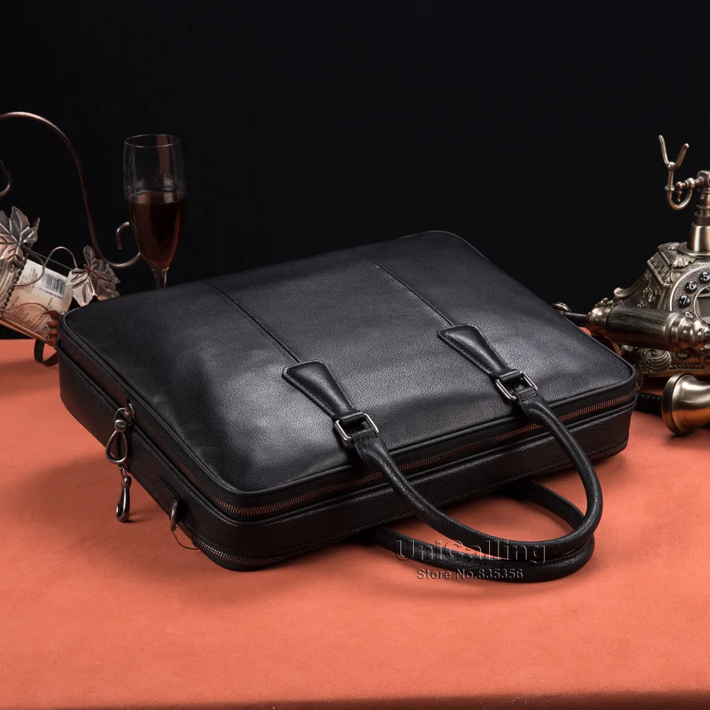 Модная брендовая мужская кожаная сумка, роскошная Высококачественная мужская деловая сумка из натуральной кожи, двухслойный мужской портфель на молнии
