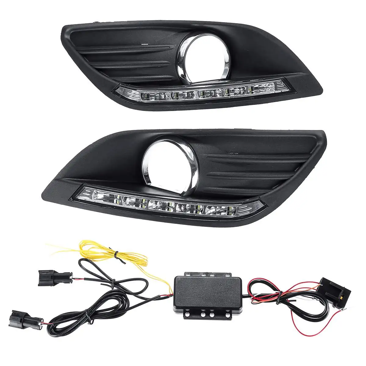 Led Drl для Ford Focus mk2 2 2008 2009 2010 2011 2012 2013 дневной ходовой светильник передний бампер противотуманная фара Дневной светильник головной светильник