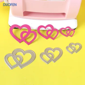 

3pcs linked hearts stencil metal Cutting dies for DIY papercraft projects Scrapbook Paper Album greeting cards paper cards deco