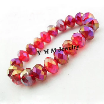 

12mm Faceted Crystal Beaded Bracelet For Women Handmade Red AB Crystal Bracelets 20pcs/lot Free Shipping