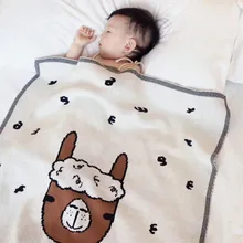 MYUDI-100*80 см Хлопковое одеяло для малышей Альпака узор милая детская простыня мальчик девочка спальное Одеяло коробка Овцы пеленать