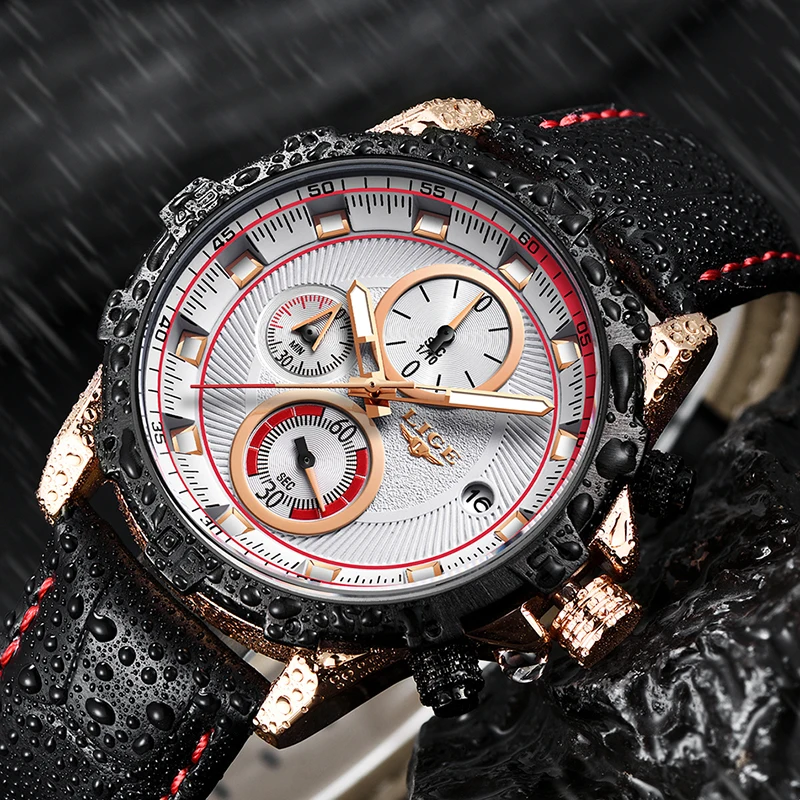 

2018 Fashion Fad LIGE Men Sport Fashion Quartz Leather Watch Mens Watches Top Brand Luxury Waterproof Casual Wristatch+Box
