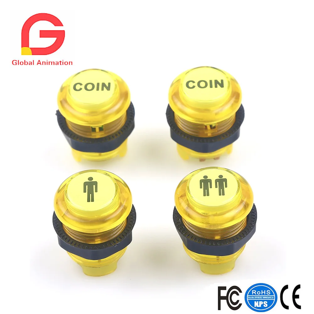 

4 Pcs/Lot 5V LED Illuminated Push Button 1P / 2P Player Start Buttons + 2x Coin Buttons for MAME & JAMMA , Fighting Games