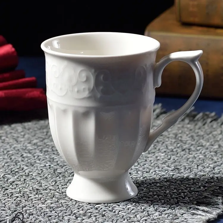 European style ceramic mug,Whitecups of Roman cups relief embossed