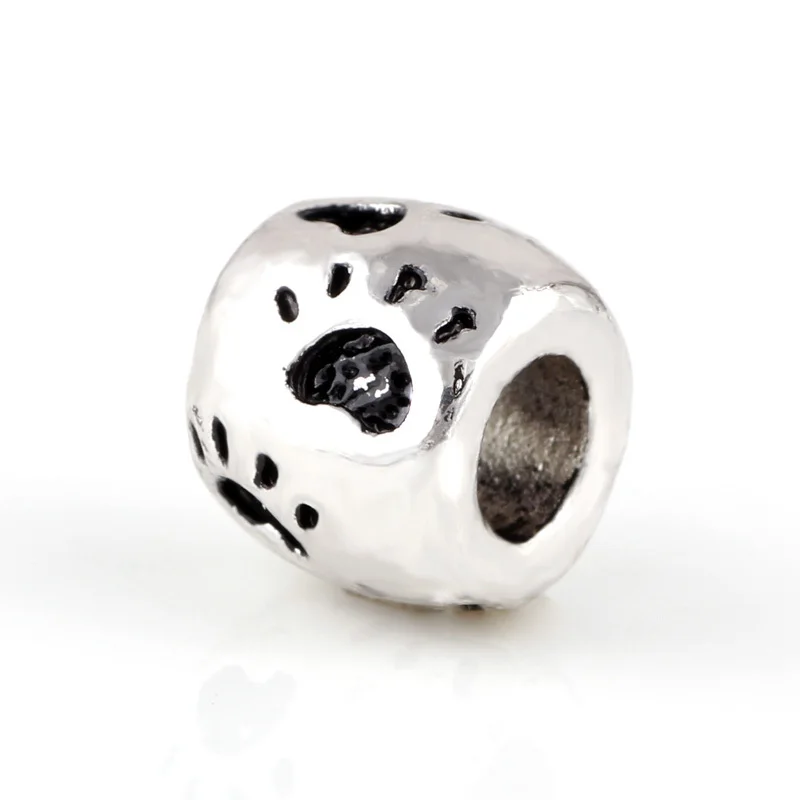 10 шт. партия серебряные подвески в виде следов собаки|bead spacers|for pandorabig hole |