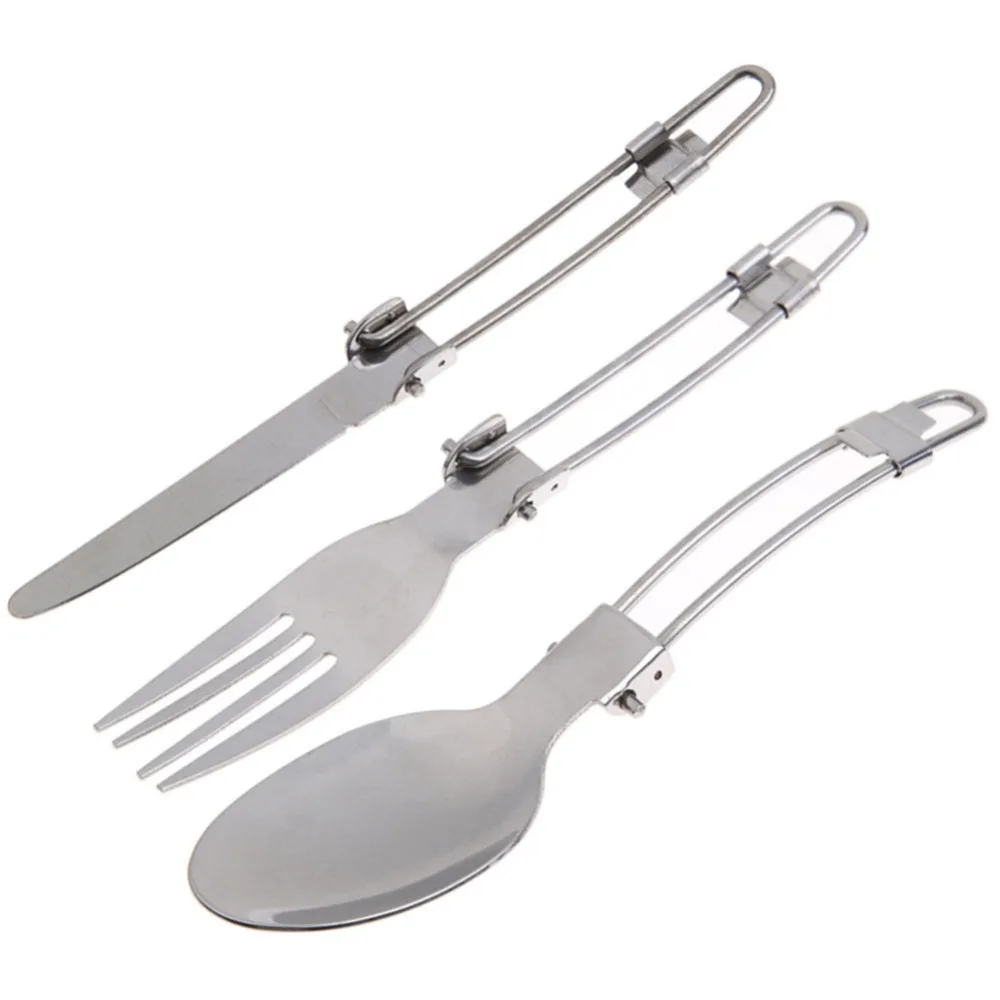 

Folding Knife Fork Spoon Set Picnic Dinnerware Portable Stainless Steel Foldable Outdoor Travel Camping Tableware Set Cutlery