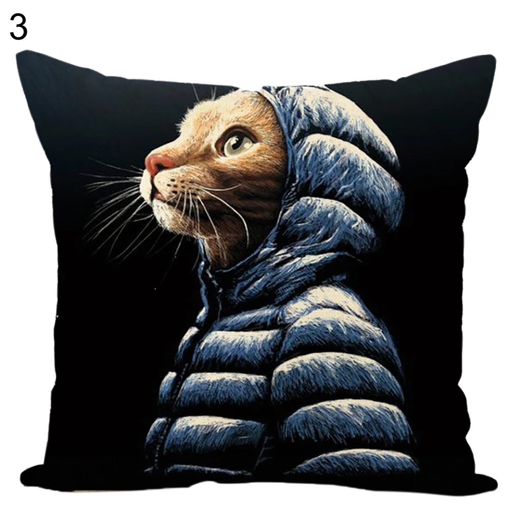 Чехол для подушки с рисунком кота котенка, наволочка для дивана и автомобиля, Декор для дома и офиса