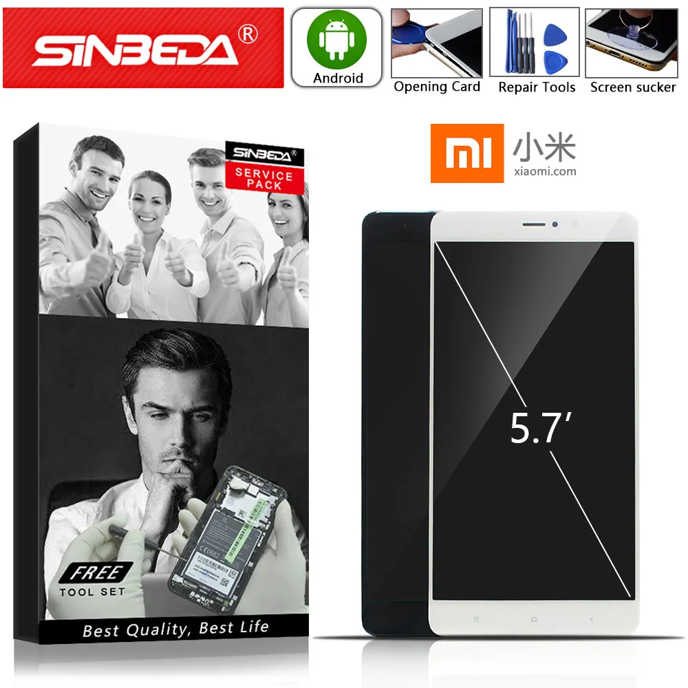 

Sinbeda 5.7" Touch Screen For XIAOMI MI 5S Plus LCD Display with Frame Digitizer Display Assemble Mobile Phone Replacement Part#