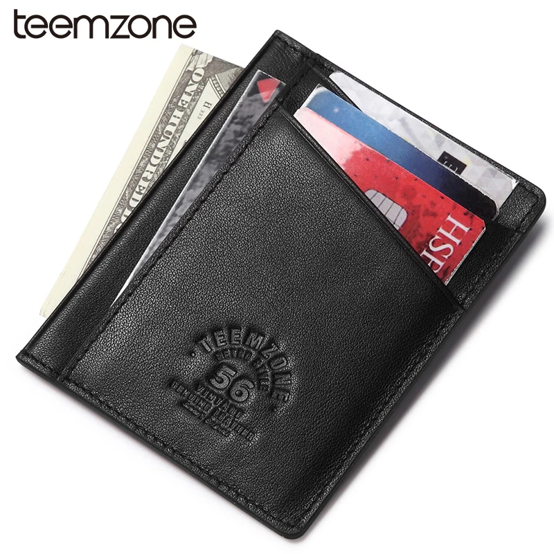 

teemzone RFID Blocking Leather Men Cowther Wallet Coin Purse Small Credit&ID Holder Short Male Purse Business Card Holders K374