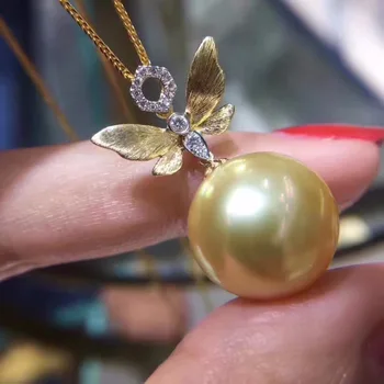 

Luxury genuine G18K Gold Accessories Fashion Pearl Pendant Settings Findings Pendant Mountings Women Accessories Female Jewwelry