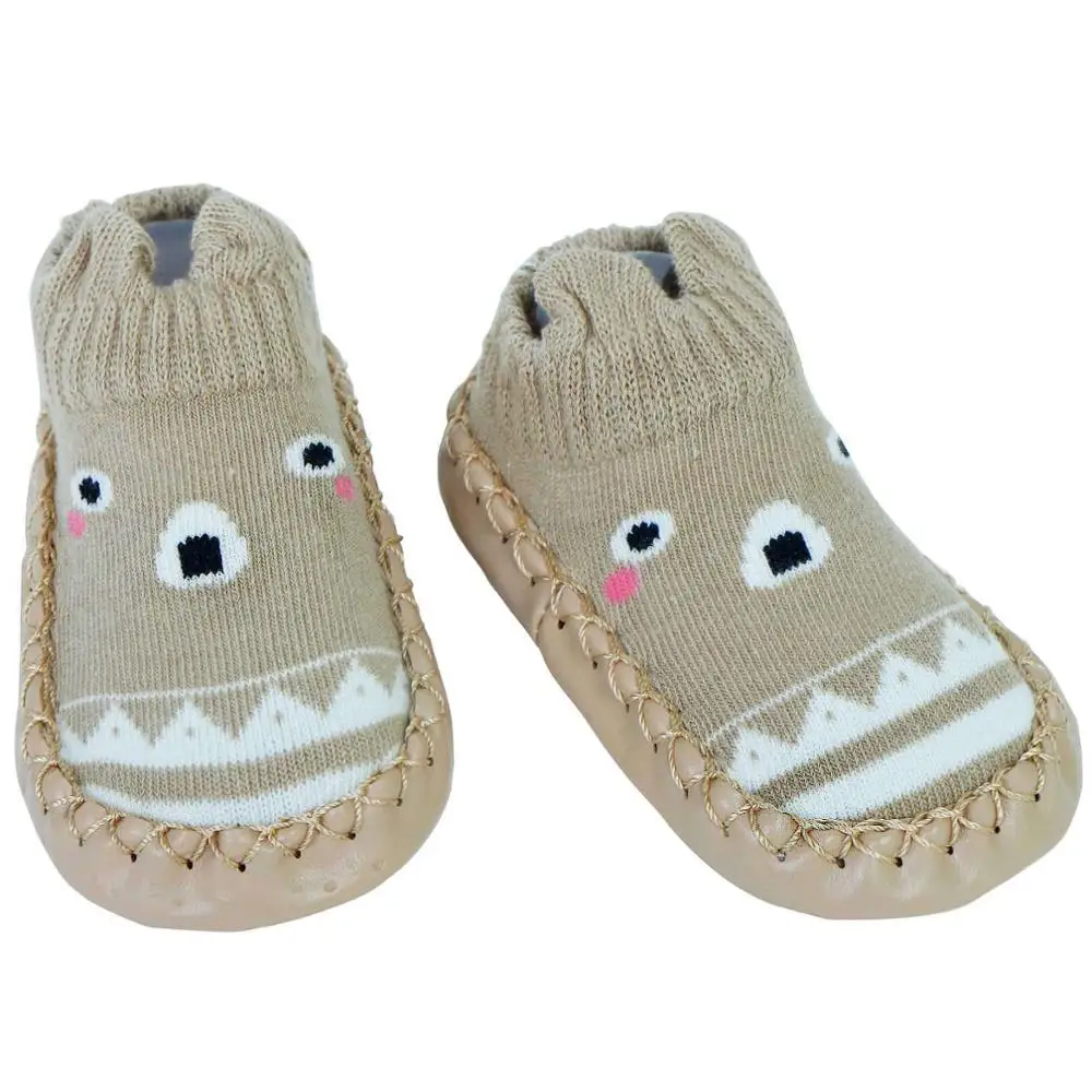 1 x модные детские носочки с резиновой подошвой, осенне-зимняя одежда, носки, обувь, мягкие носки с нескользящей подошвой для малышей, для детей 1-2 лет - Цвет: Winter -Bear(brown)