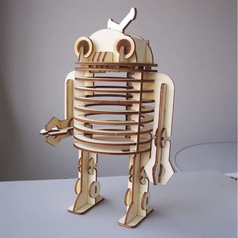 DIY Robot Wooden Solar Astronaut Solar Powered Toys Christmas Gift For