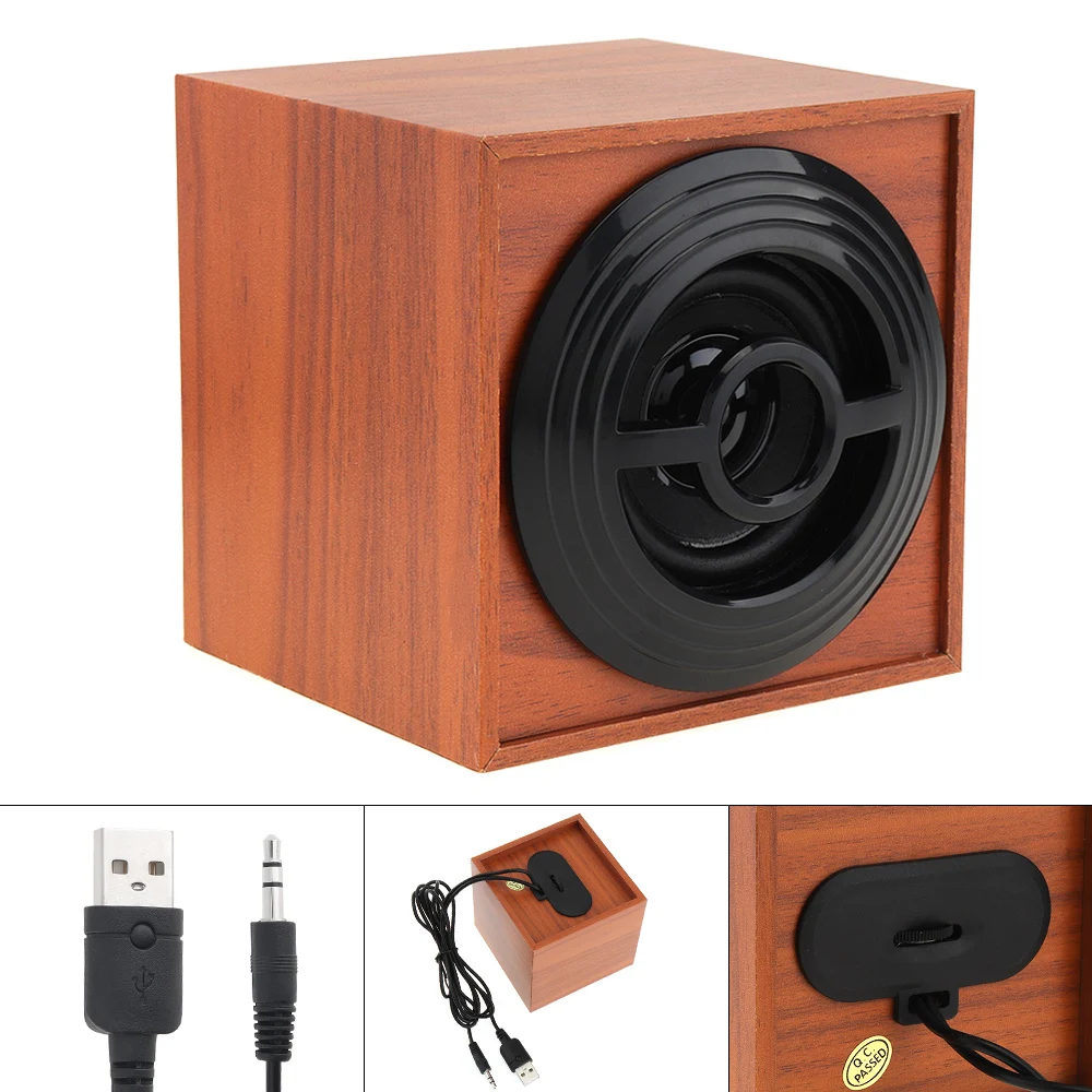 

Mini Portable Speaker 3W USB 2.0 Wood Subwoofer Speakers with 3.5mm Stereo Jack and USB Powered for PC / Laptop / Smartphone