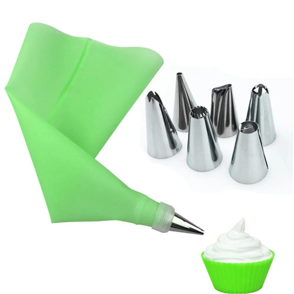

6PCS/8Pcs/10Pcs /12Pcs/16Pcs /Set Silicone Kitchen Accessories Icing Piping Cream Pastry Bag Stainless Steel Nozzle Set DIY