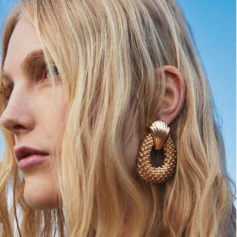 

JURAN 2019 New Design Metal Statement Dangle Earrings For Women Vintage exaggerated Big Earrings Trendy Jewelry