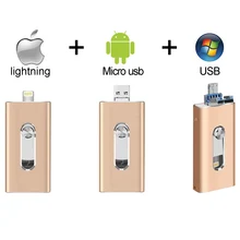 Beautiful USB 3.0 Flash Drive 64GB for iphone Metal Lightning Pen Drive 256gb Pendrive 128GB USB Memory USB Drive Micro flash