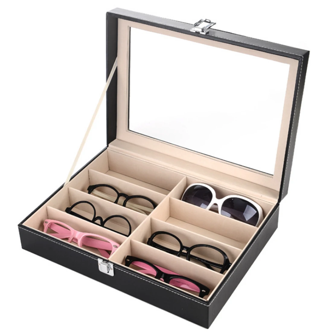 Buy 8 Grids PU Leather Glasses Storage Box Sunglasses